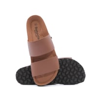 نعال كاجول جلد سادة رجالي - بني فاتح