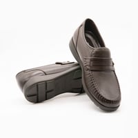 حذاء سادة مطرز بالخيوط رسمي جلد طبيعي - كوفي