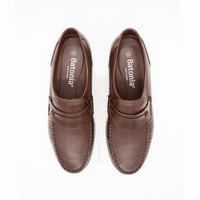 حذاء رسمي سادة مطرز بالخيط وبتوكة ذهبية - بني
