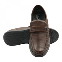 حذاء رسمي جلد طبيعي بني فاتح بتوكة معدنية