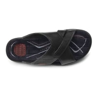 نعال رجالي سعودي مزين بقطعة حمراء - أسود