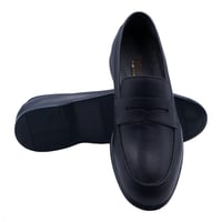 حذاء سادة برباط سادة رسمي جلد طبيعي كحلي