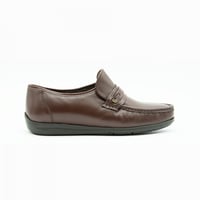 حذاء جلد طبيعي رسمي سادة حواف مطرزة بالخيوط برباط...