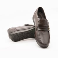 حذاء رسمي سادة برباط وتوكة ذهبية جلد طبيعي - كوفي