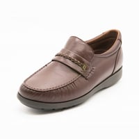 حذاء سادة رسمي جلد طبيعي برباط مضفر - بني