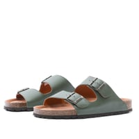 نعال كاجوال رجالي جلد بحزامين متقاطعين ونعل بني -...