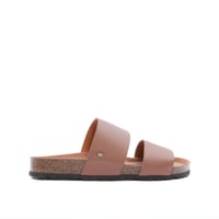 نعال كاجول جلد سادة رجالي - بني فاتح