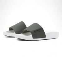 سليبر بنعال أبيض رجالي - أخضر غامق