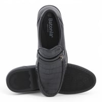 حذاء رسمي جلد طبيعي بنقشة جلد تمساح رجالي - اسود