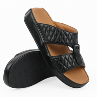 حذاء خليجي جلد طبيعي من باتونيا - أسود