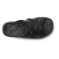 شبشب رجالي جلد بكعب مرتفع - أسود