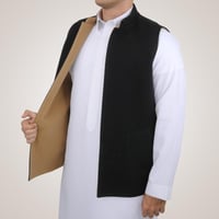 سديري رجالي وجهين بدون ازرار - بيج و أسود