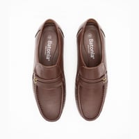 حذاء رسمي سادة برباط جلد طبيعي - بني