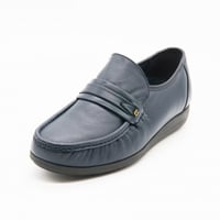 حذاء سادة مطرز بخيوط برباط من أعلى رسمي - كحلي