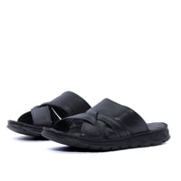 نعال رجالي مفتوح جلد طبيعي - أسود