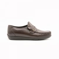 حذاء رسمي سادة برباط وتوكة ذهبية جلد طبيعي - كوفي