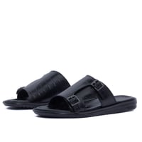 نعال رجالي جلد بنمط تمساح - أسود