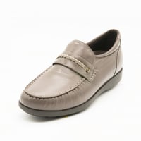 حذاء سادة مطرز بالخيوط برباط مضفر جلد طبيعي - رماد...