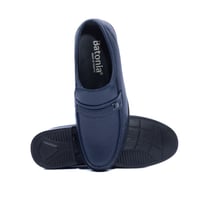 حذاء رسمي جلد طبيعي فرش مبطن بحزام رجالي - كحلي