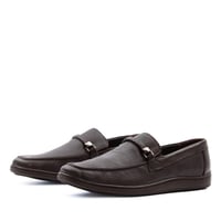 حذاء رسمي جلد طبيعي بتصميم خطوط متقاطعة رجالي - بن...