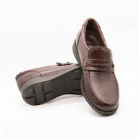 حذاء سادة رسمي جلد طبيعي برباط مضفر - بني