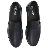 حذاء جلد طبيعي مريح سادة - أزرق غامق