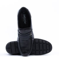 حذاء رسمي جلد طبيعي بنقشة جلد تمساح رجالي - اسود