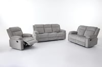 طقم كراسي إسترخاء قماش مقلم - 6 أشخاص لون رمادي