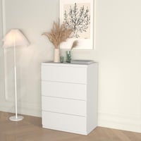 أدراج تخزين 4 أدراج - لون أبيض مع واجهة لامعة .