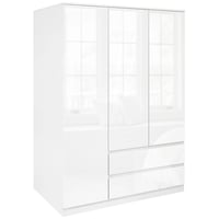 دولاب ملابس 3 أبواب مع أدراج - لون أبيض مع واجهة ل...