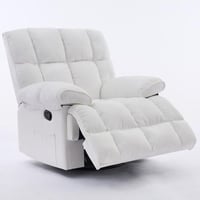 كرسي إسترخاء هزاز ودوار قماش مخمل ناعم جداً - أبيض