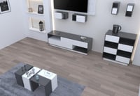 طقم طاولات وملحقاتها لغرفة معيشة 10 قطع - رمادي وأ...