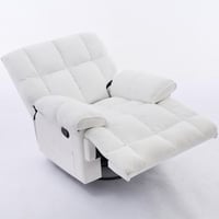 كرسي إسترخاء هزاز ودوار قماش مخمل ناعم جداً - أبيض