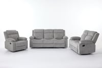 طقم كراسي إسترخاء قماش مقلم - 6 أشخاص لون رمادي