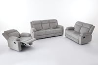 طقم كراسي إسترخاء قماش مقلم - 6 أشخاص لون رمادي