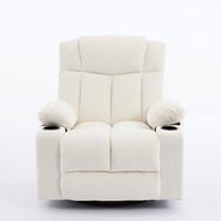 كرسي إسترخاء هزاز ودوار قماش مقلم - أبيض كريمي