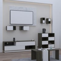 طقم طاولات وملحقاتها لغرفة معيشة 10 قطع - بني وأبي...