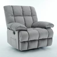 كرسي إسترخاء هزاز ودوار قماش مخمل ناعم جداً- رمادي