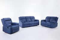 طقم كراسي إسترخاء قماش مقلم - 6 أشخاص لون أزرق غام...