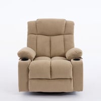 كرسي إسترخاء هزاز ودوار قماش مقلم - بني فاتح