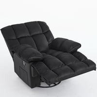 كرسي إسترخاء هزاز ودوار قماش مخمل ناعم جداً- أسود