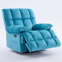 كرسي إسترخاء هزاز ودوار قماش مخمل ناعم جداً- أزرق...