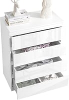 أدراج تخزين 4 أدراج - لون أبيض مع واجهة لامعة .