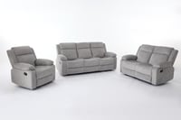 طقم كراسي إسترخاء قماش مقلم - 6 أشخاص لون رمادي