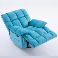 كرسي إسترخاء هزاز ودوار قماش مخمل ناعم جداً- أزرق...