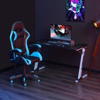 طقم كرسي وطاولة قيمنق - لون أزرق سماوي