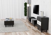 طقم طاولات غرفة معيشة 3 قطع - أسود