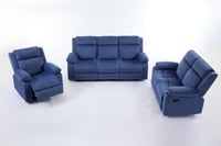 طقم كراسي إسترخاء قماش مقلم - 6 أشخاص لون أزرق غام...