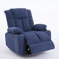 كرسي إسترخاء هزاز ودوار قماش مقلم - أزرق غامق