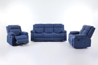 طقم كراسي إسترخاء قماش مقلم - 6 أشخاص لون أزرق غام...